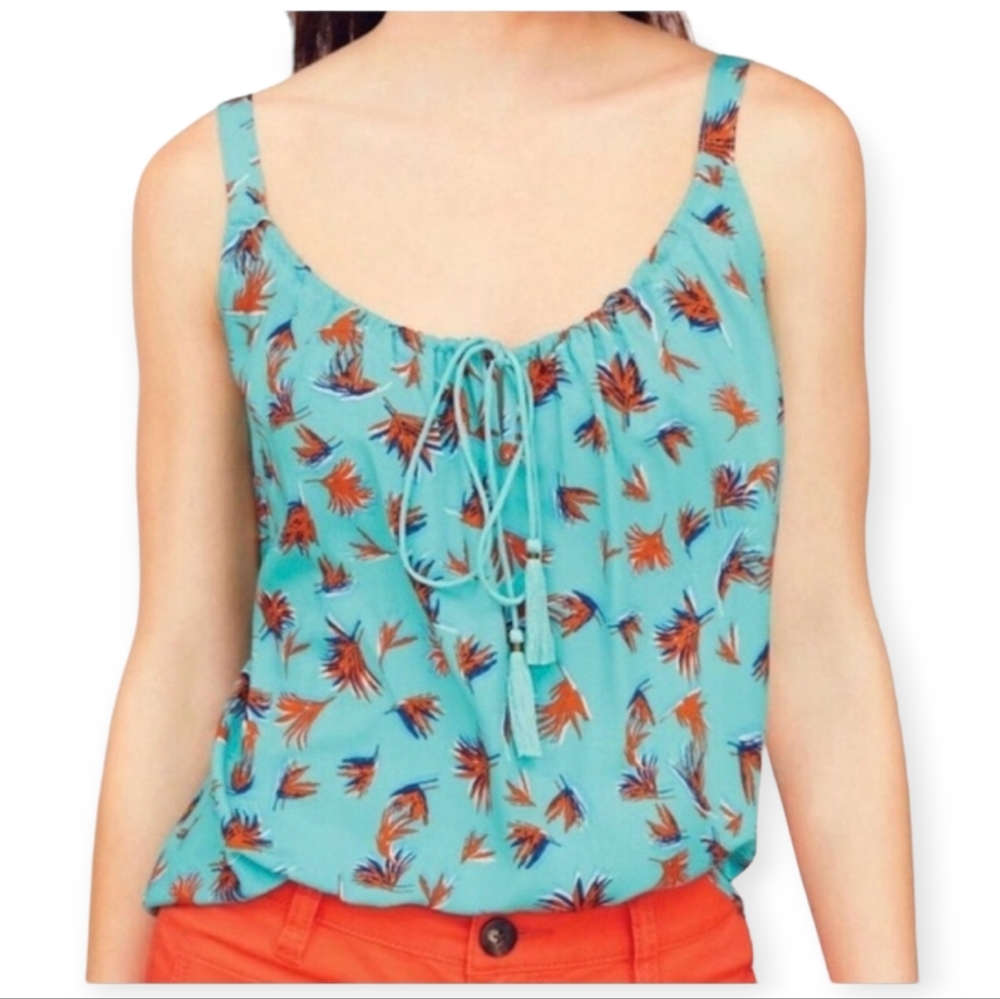 Cabi Tassel Tank Top Aqua Blue Size XS